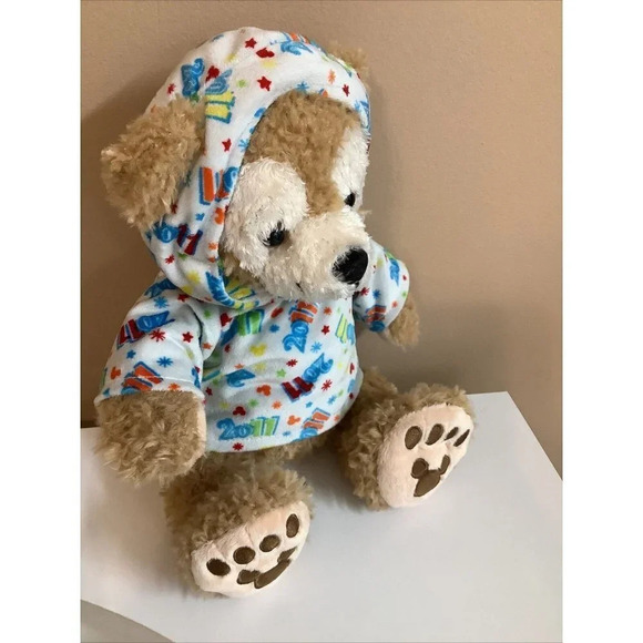 The Disney Duffy Bear 2011 Disney Parks Plush With New Years Hoodie. Preloved - Picture 4 of 9